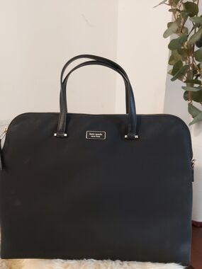 Kate Spade Black Nylon Computer Brief Bag With Strap